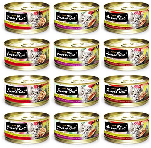 Fussie Cat Premium Grain Free Canned Cat Food 3 Flavor Variety: (4) Tuna with Chicken, (4) Tuna with...