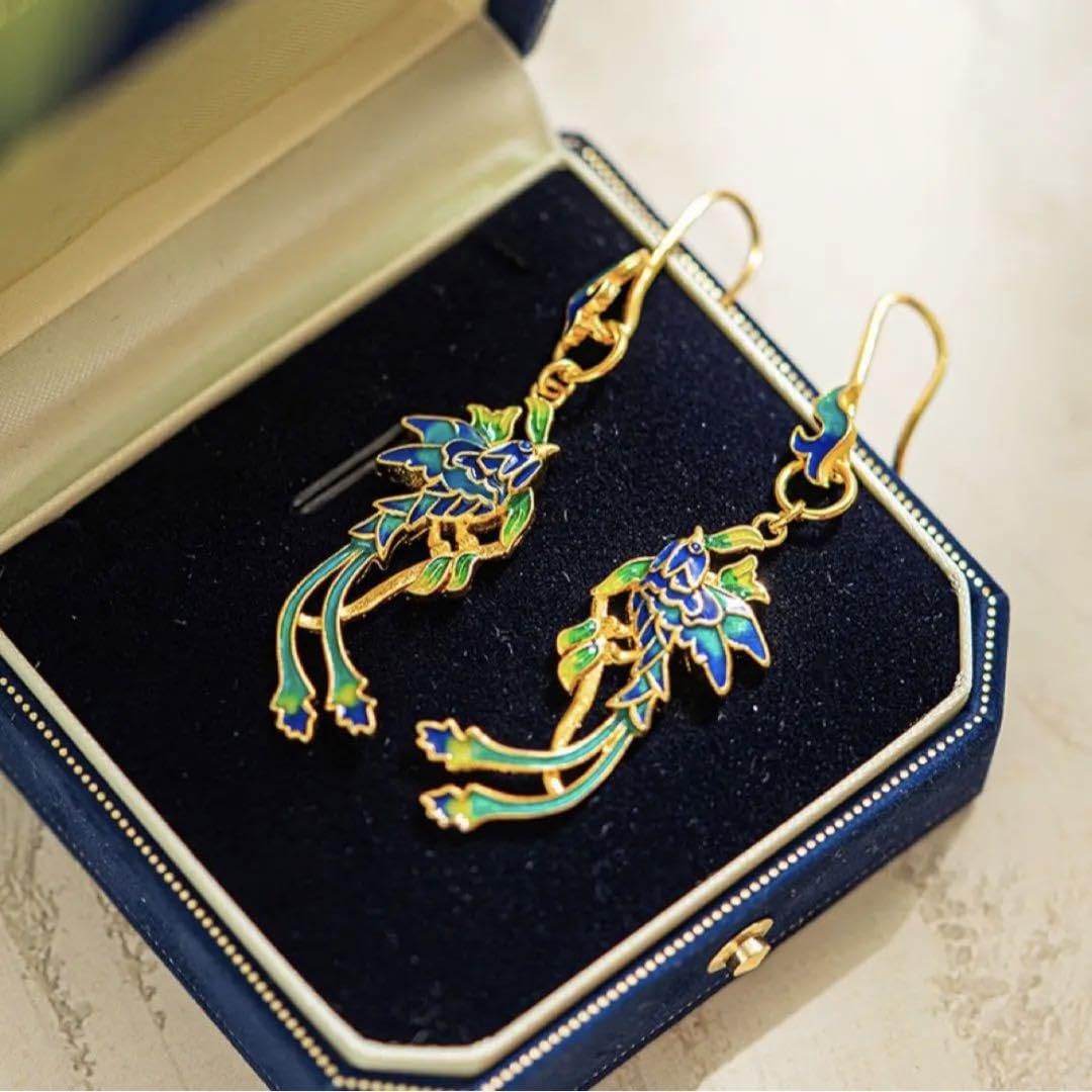 正月　初詣ガールズピアス Amazon | 鳳凰ゴールドピアス シノワズリ チャイナドレス クリスマス