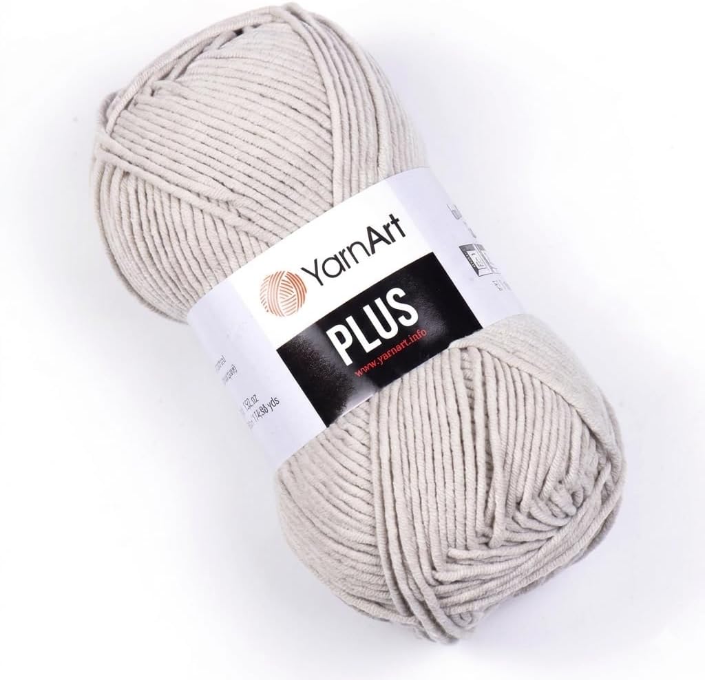 YarnArt J.Plus Cotton Blend Yarn - Knitting & Crochetting Soft Baby Yarn 55% Cotton 45% Acrylic, 100 g (3.5 oz), 160 m (174 yds), Weight : 4, (1 Skein)