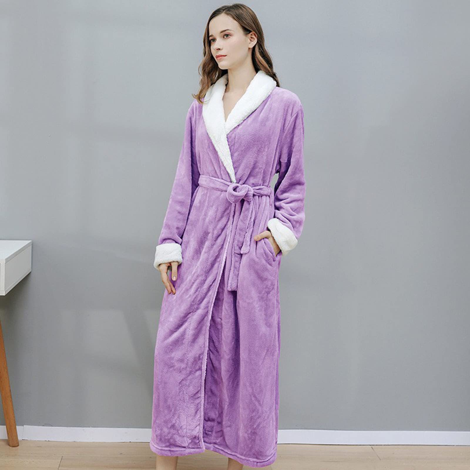 Peignoir long en éponge pour femme - Peignoir de sauna sans capuche