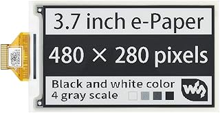 Waveshare 3.7inch E-Paper E-Ink Raw Display with 480×280 Pixels Black/White 4 Grey Scales SPI Interface Without PCB