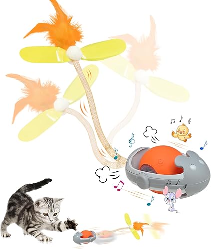 Tyasoleil Pelota interactiva de juguetes para gatos, pelota móvil de ratones ágiles recién imaginables, atracción de voz de ratones y pájaros, cola
