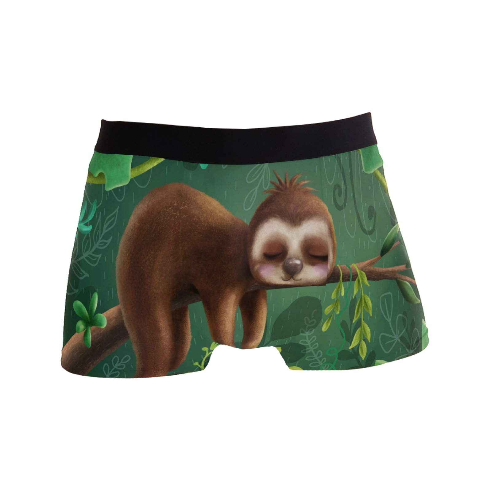 Linomo Men's Boxer Briefs Tropical Jungle Animal Cute Sloth Boxers Shorts Underwear Underpants