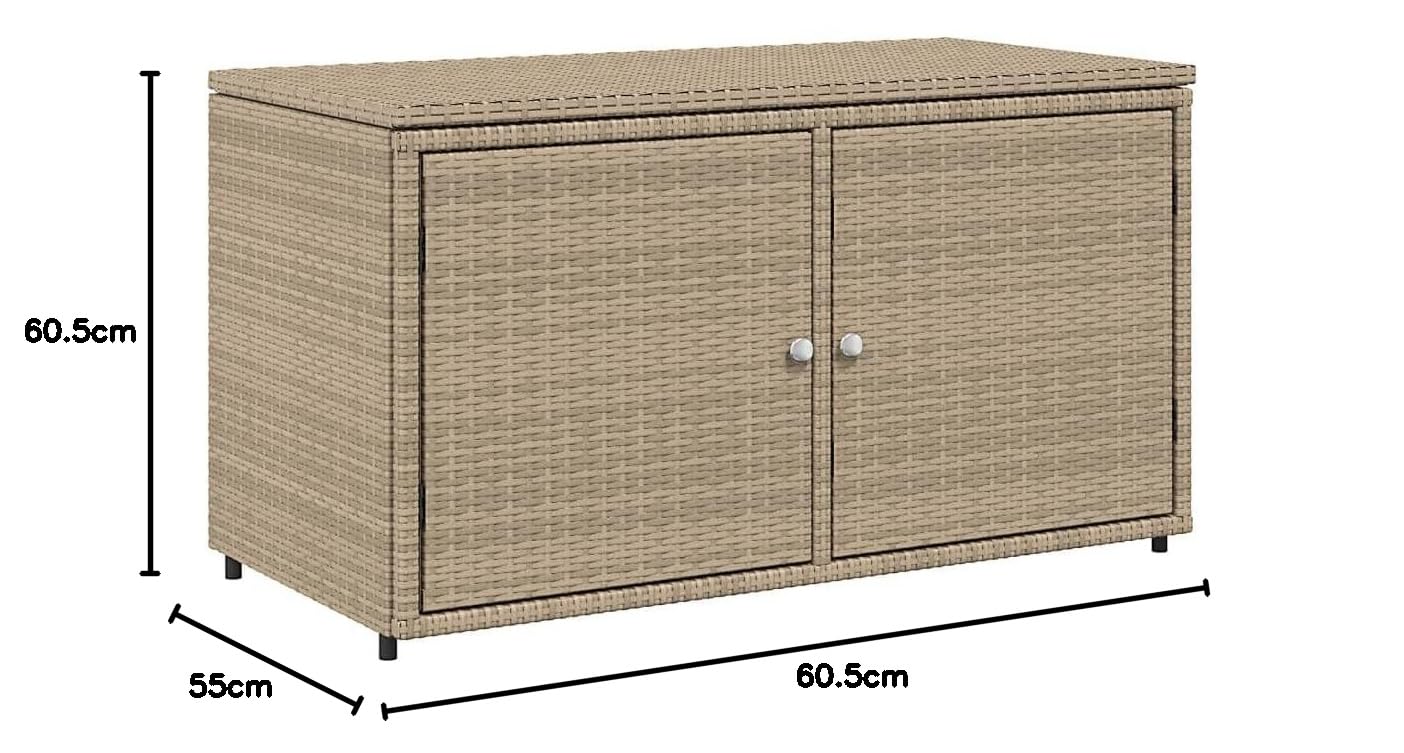 Home Outdoor AutresArmoire de rangement de jardin Beige 110 x 55 x 60,5 cm Poly Rotin