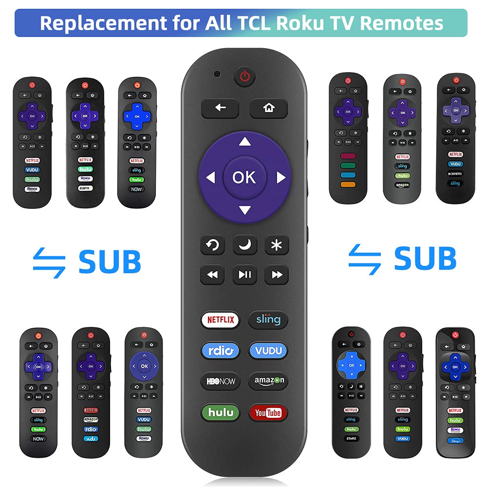 Gvirtue Universal Remote Control Applicable for TCL Roku TV Remote, for All TCL Roku Smart LED QLED TVs