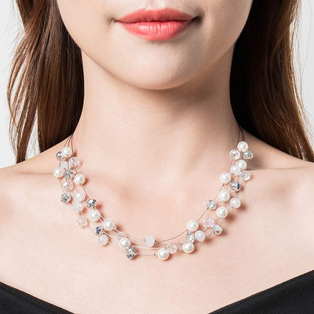 Layered Choker Freshwater Pearl Necklace - Fashion Jewelry Necklace Gifts For Women - Image 2