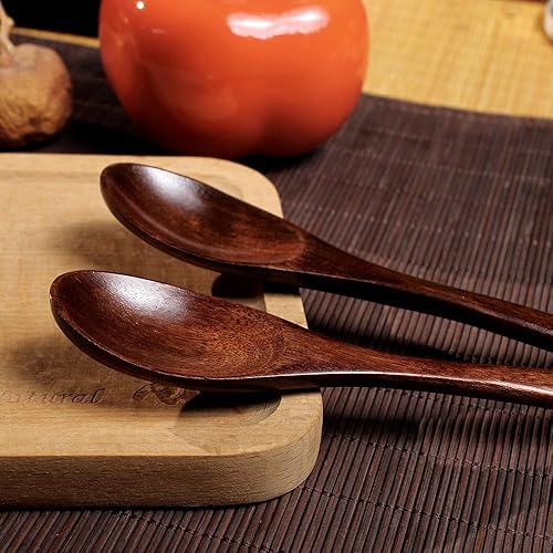 Miniatura 6 de 6 cucharas de madera natural de nanmu de 6 pulgadas y 5.9 in, cucharas de madera, cucharas de sopa, cucharas de servir, cucharadita de madera para