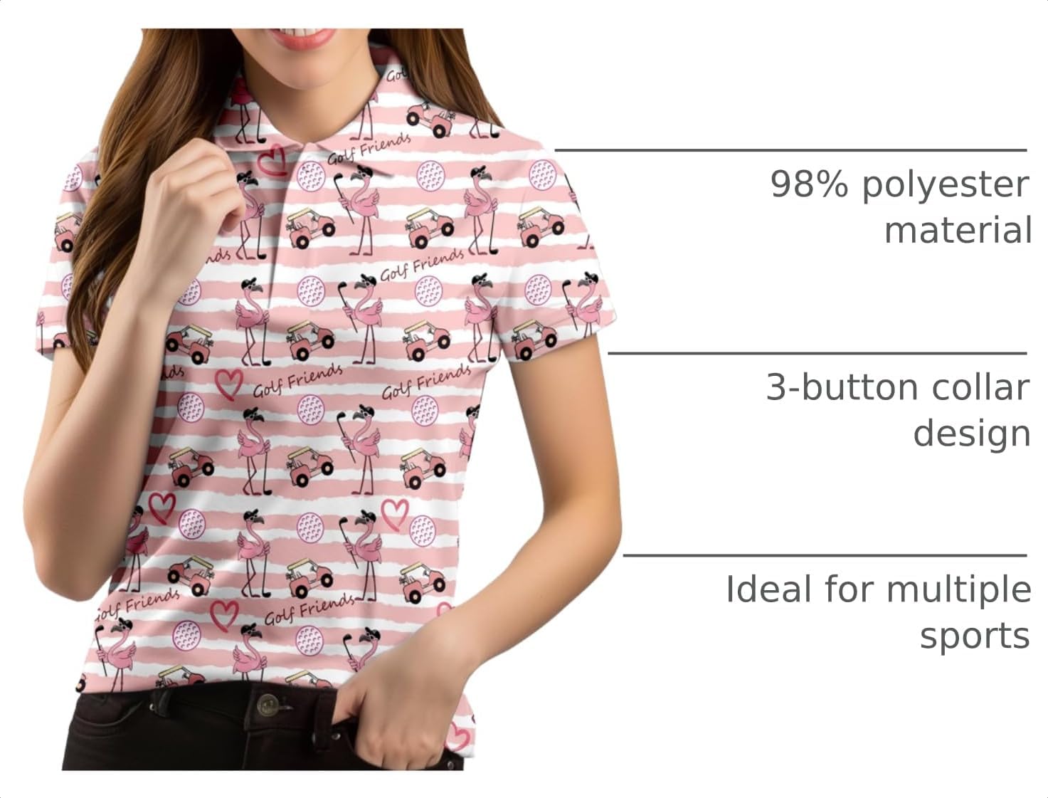 Funny Golf Shirts for Women Short Sleeve Quick Dry Tennis Shirts Athletic Tops for Yoga Tennis image 4