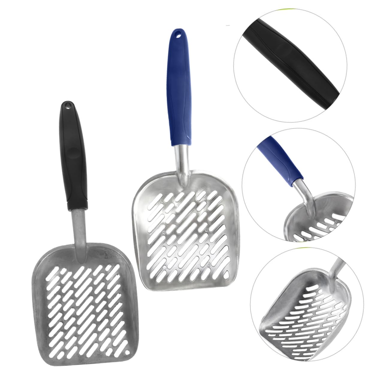 BESTonZON 2pezzi Paletta Lettiera Gatto in Lega Metallo Foro Ampio per Pulizia Rapida con Manico Ergonomico