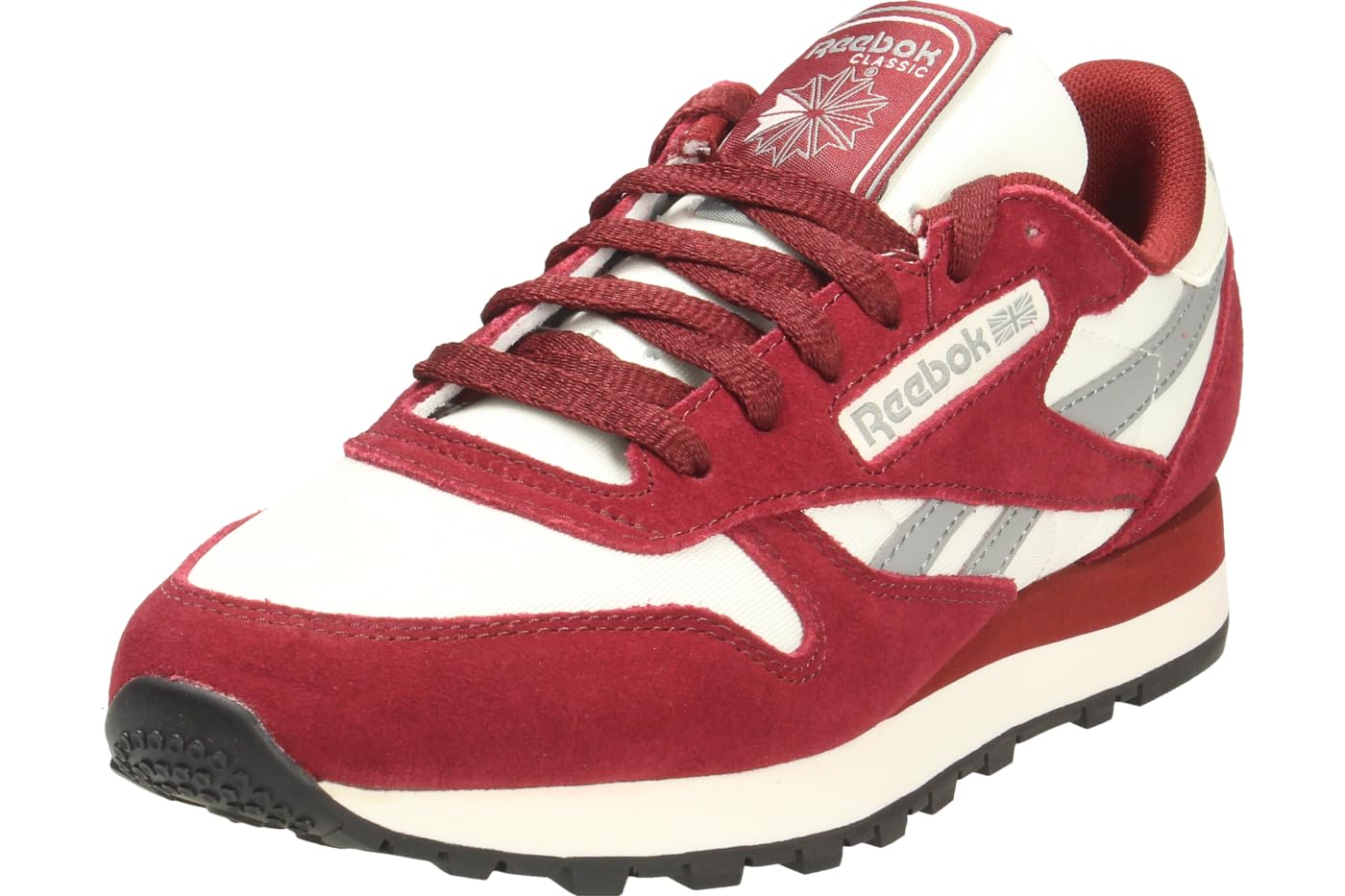 Reebok Unisex Classic Leather Sneaker,Rich Maroon Chalk Grey 3,34 EU
