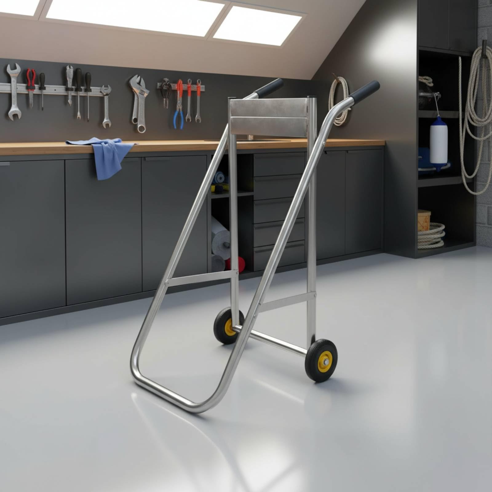 kowaku Carrello Motore Fuoribordo Carrello Motore Marino Supporto Trolley Pieghevole Struttura in Acciaio Inox con Ruote Compatte E Impugnature Sicure per, Style to 2