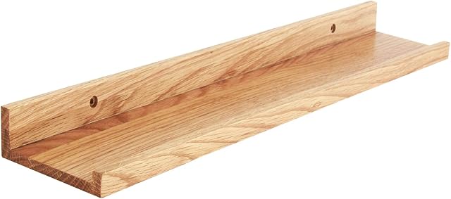IBUYKE Solid Oak Timber Floating Shelf Wall, Creative U-shaped Shelf Display Racks for Living Room, Office, Bedroom, Bathroom, Kitchen, 60cm Wood color RF-GB544