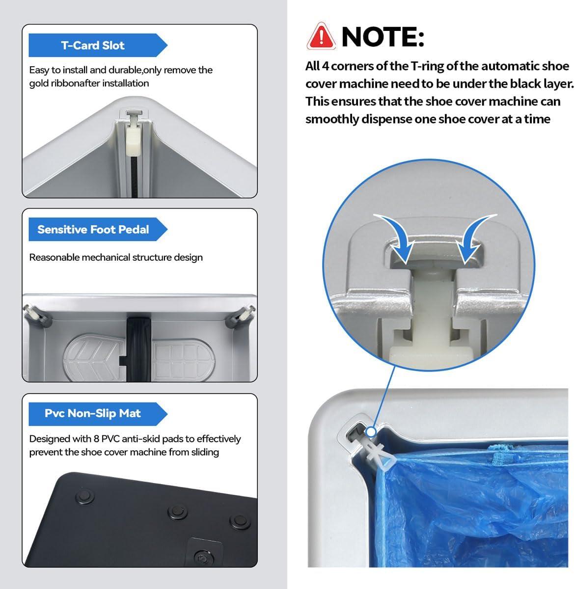 Automatic Shoe Cover Dispenser Machine with 200pcs Disposable Covers - Waterproof, Non-Slip Reusable for Home, Office, Hospital - Heavy Duty Shoe Cover Machine for Indoor Use, Easy to Install