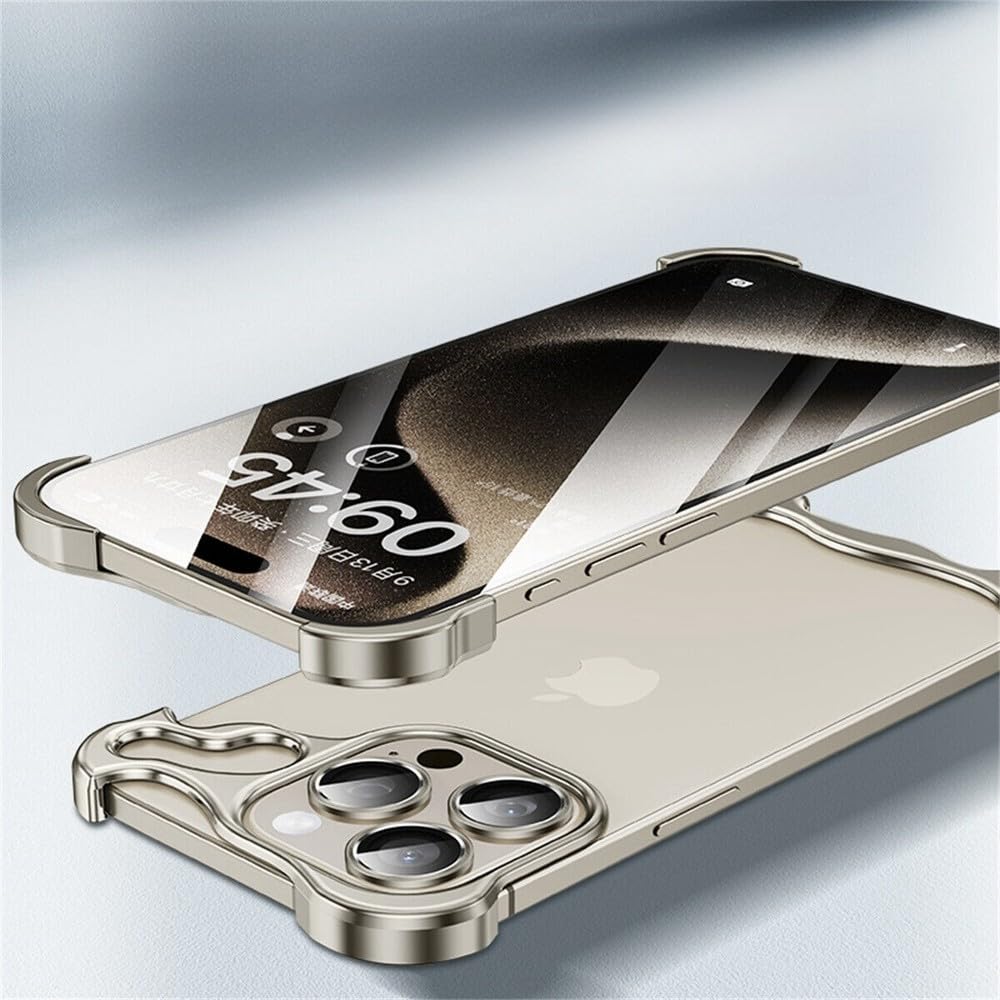 Funda de teléfono de Aluminio de Metal sin Marco con Esquinas para iPhone 15, 14 Plus, 13 Pro MAX, magnética para Proteger la Lente de la cámara, Plateada, para iPhone 13