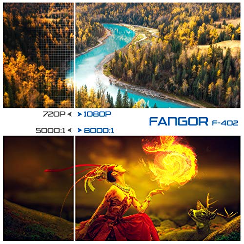 Native 1080p Full HD Projector, WiFi Projector, Bluetooth Projector, FANGOR 7500 Lumens/250 Display/ Contrast 8000: 1 Full HD Theater Projector with Wireless Mirror to iPhone/Ipad/Android Phones