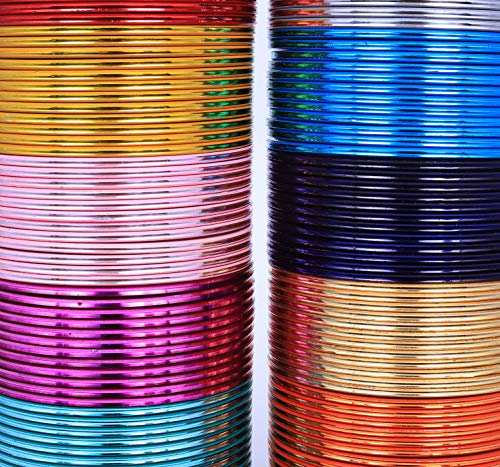 Ethnic Traditional Indian Bollywood 144 pcs Multi Color Plain Bangle Bracelet Set Bridal Wedding Partywear Bridal Arrangement Box Costume Jewelry4
