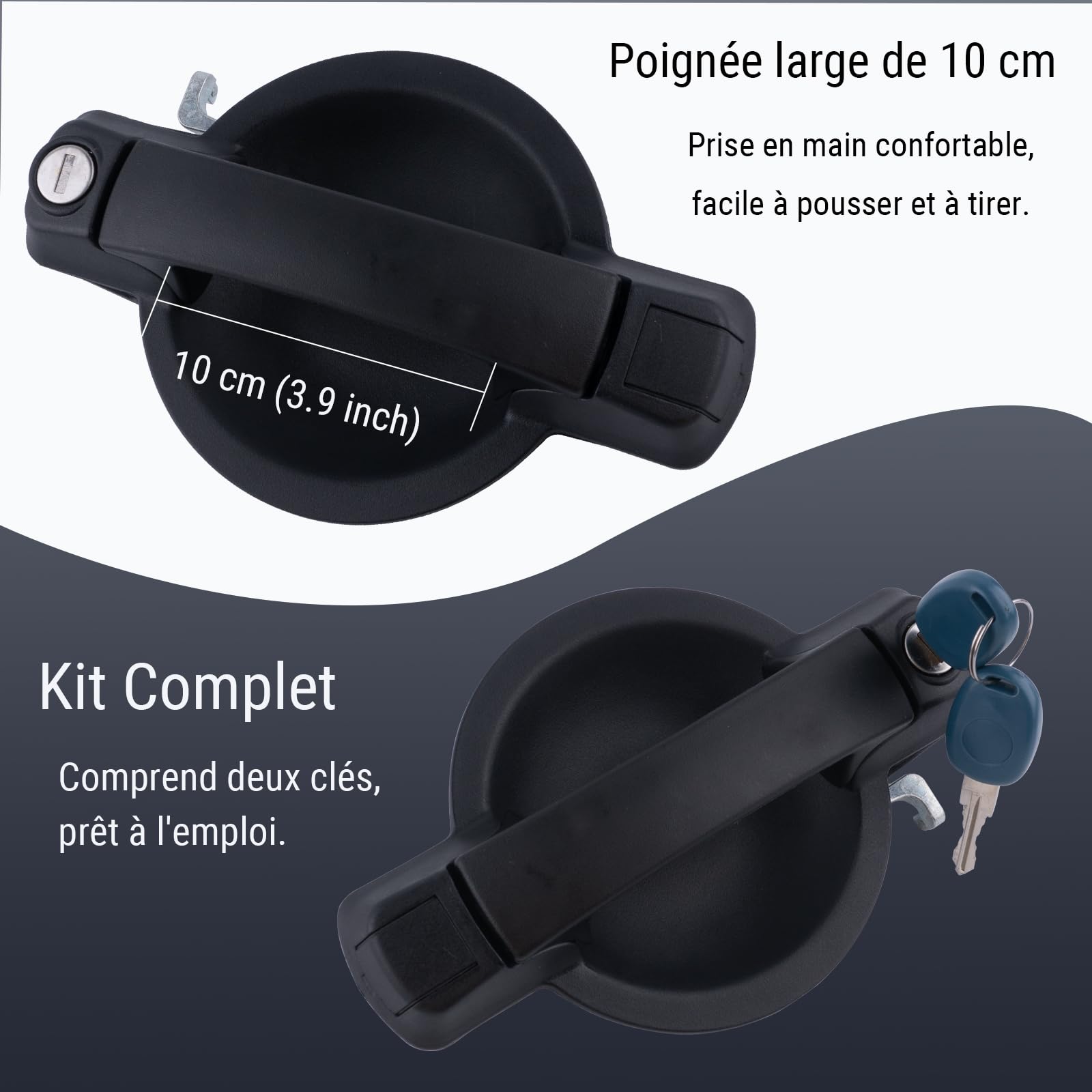 Poignée de Porte Extérieure Compatible avec Doblo(735309959+2KEY) | Poignée Droite Avant avec 2 Clés Compatible avec Fiat Doblo Cargo (MK1) & Doblo 119 2005–2010