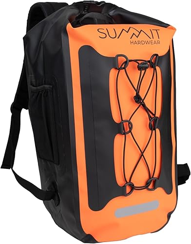 Summit Hardwear Mochila impermeable, mochila seca con cierre superior enrollable, panel trasero acolchado, saco seco grande, Naranja Mango