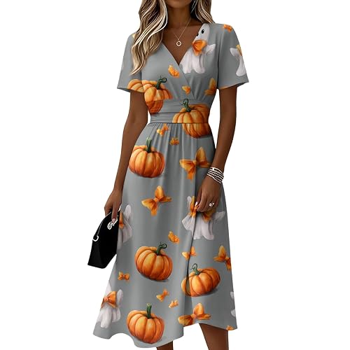 FQZWONG Summer Dresses for Women 2026 Halloween Casual Short Sleeve