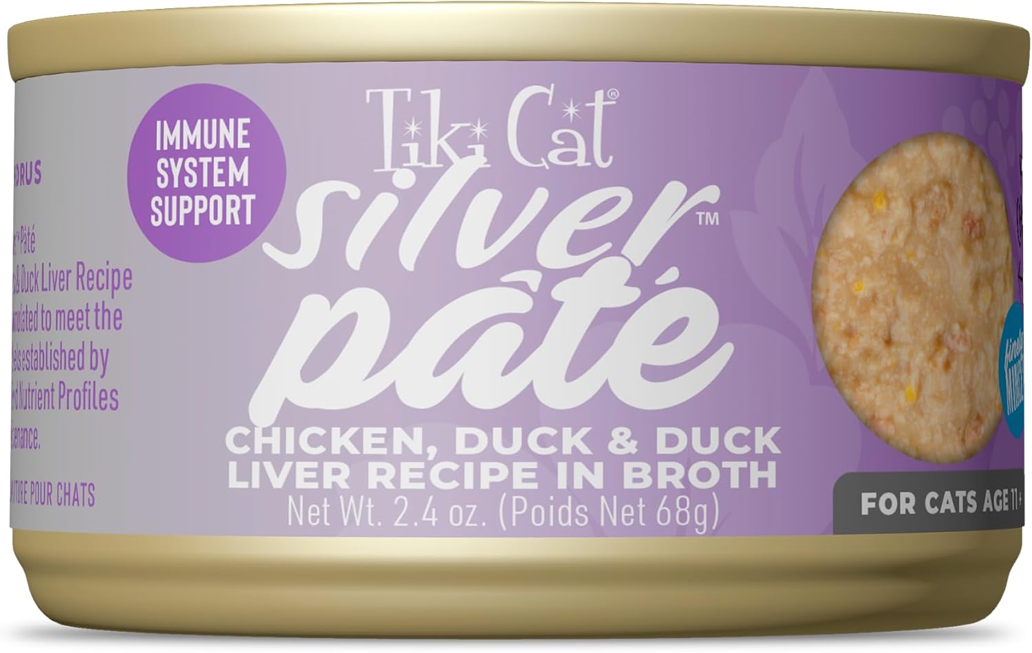 Tiki Cat Silver Pate Wet Cat Food, Chicken, Duck & Duck Liver Recipe in Broth, 2.4 oz. Can (12 Count)