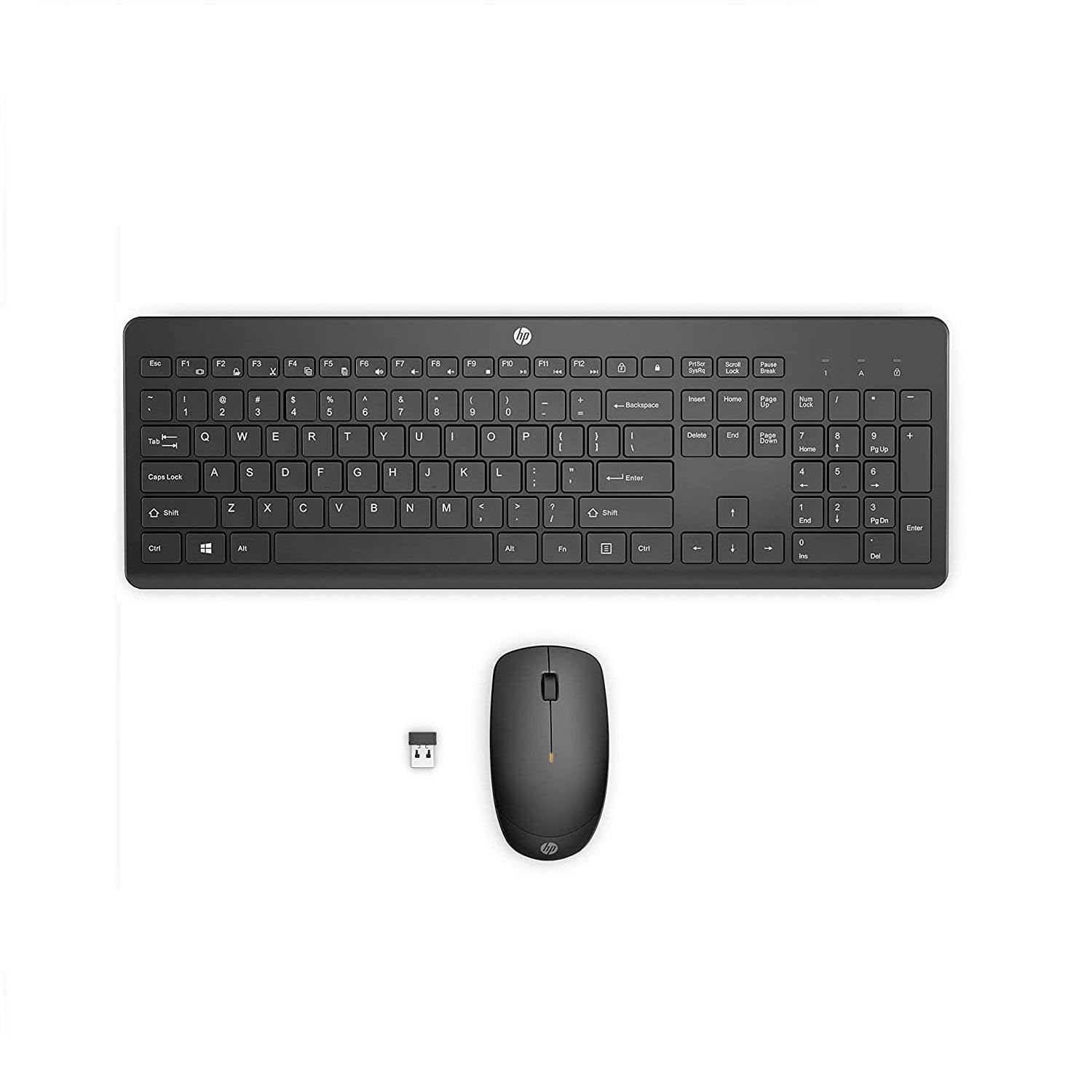 HP 230 Combo Tastiera e Mouse Wireless con Dongle USB-A a 2,4 GHz, Digitazione Silenziosa, Tasti Scelta Rapida e 12 Funzioni, Tastierino Numerico, Mouse a 1600 DPI, Rotella Scorrimento, Nera