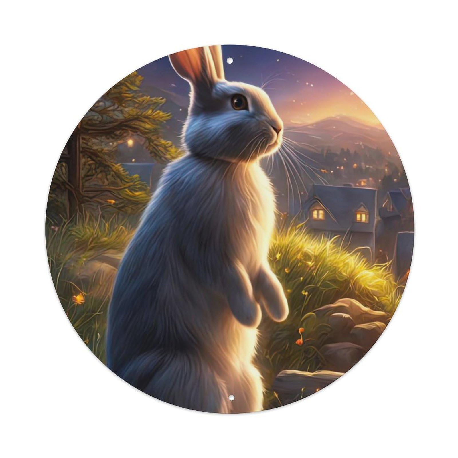 Animal Artwork Rabbit Looking at The Sky Vintage Metal Tin Sign Plaque Wall Decor for Cafe, Club Bar, Office, Garden Metal Poster 8x8Inch