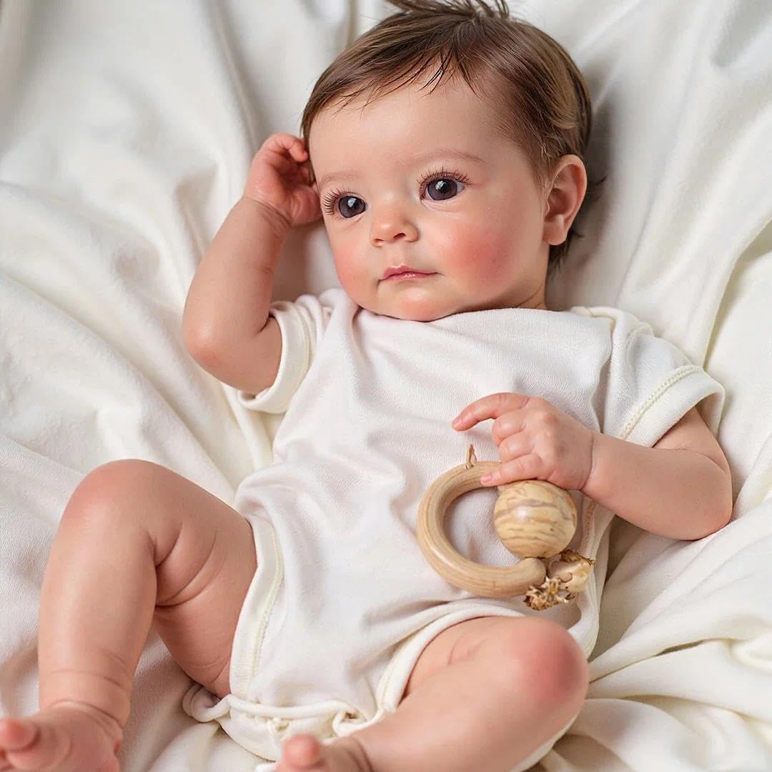 RXDOLL Realistyczna lalka z silikonu o wysokości 48,3 cm dla chłopców - brązowe włosy - prezent dla dzieci od 3 lat