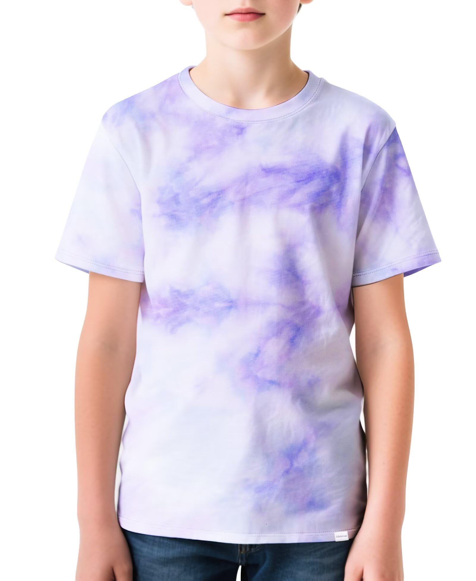 Silenroar Boys Tie Dye Shirt Quick Dry Fitted Tshirt Lightweight Short Sleeve Crewneck Tee Moisture Wicking T-Shirt