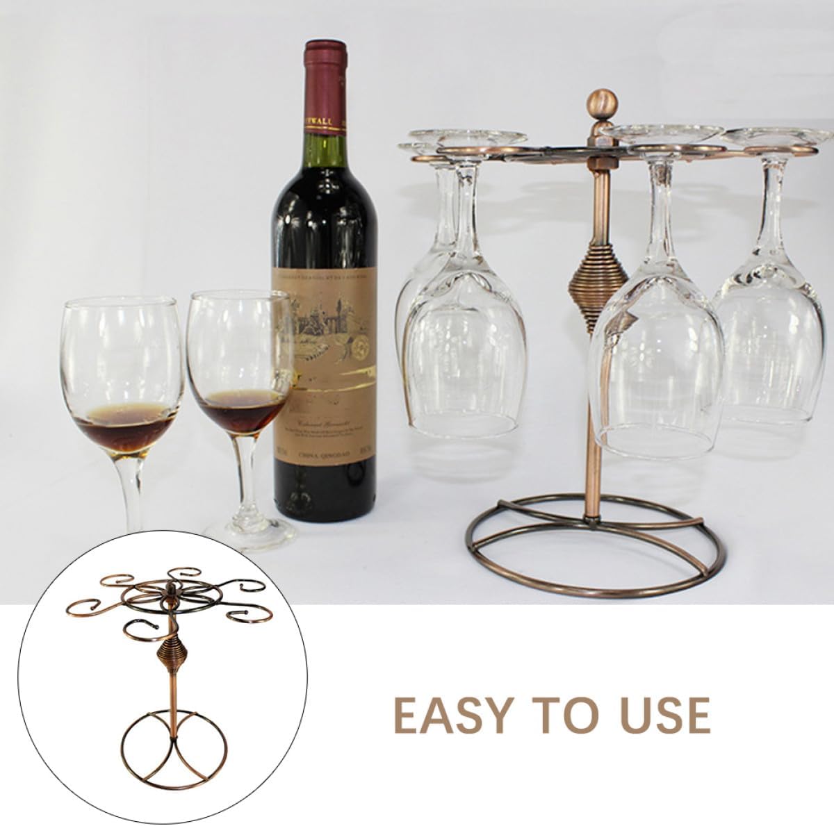 Luxshiny Vintage Wine Glass Rack 24x29cm Retro European Style Upside-down Goblet Hanging Holder for Bar and Kitchen Stemware Display Organizer