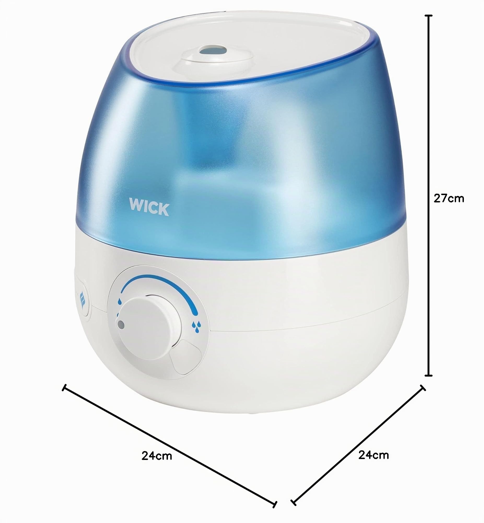 Wick Mini Kaltluft Ultraschall-Luftbefeuchter – Einstellbare Sprühnebelregelung – 1,8-l-Wassertank – für Schlafzimmern, Büros, Kinderzimmern bis 15 m² – Pads mit ätherischen Ölen inklusive – WUL525