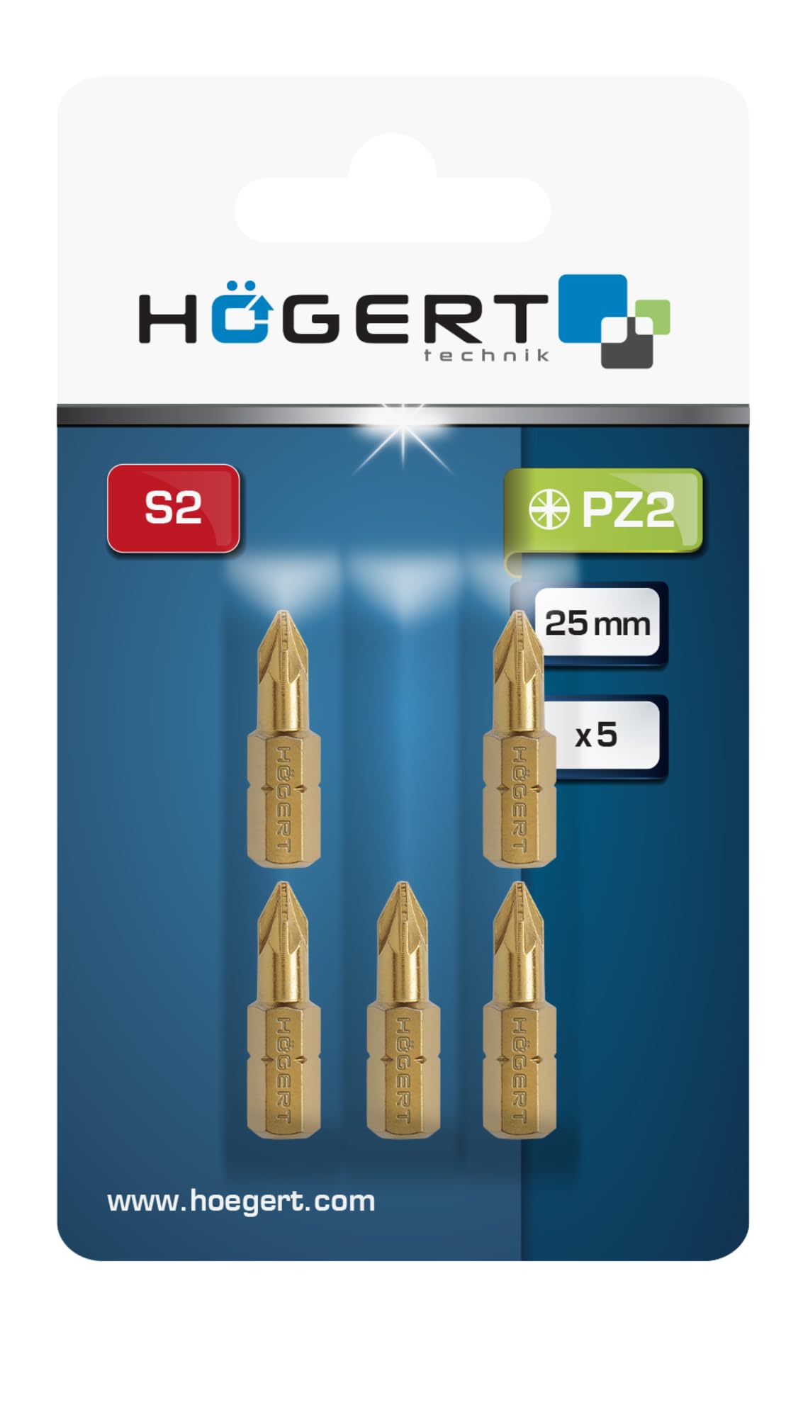 Screwdriver Tips PZ2, 25mm, Steel S2, Coated with HT1S385
