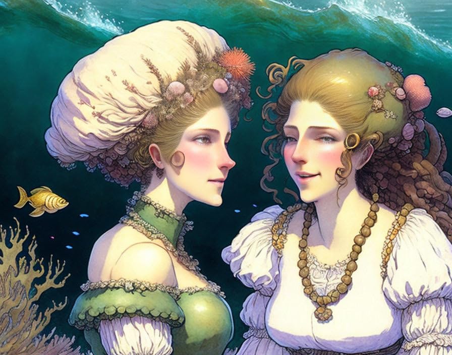 Tableau deux femmes gossiping toile fine GerRit 58x90cm art mural haute définition