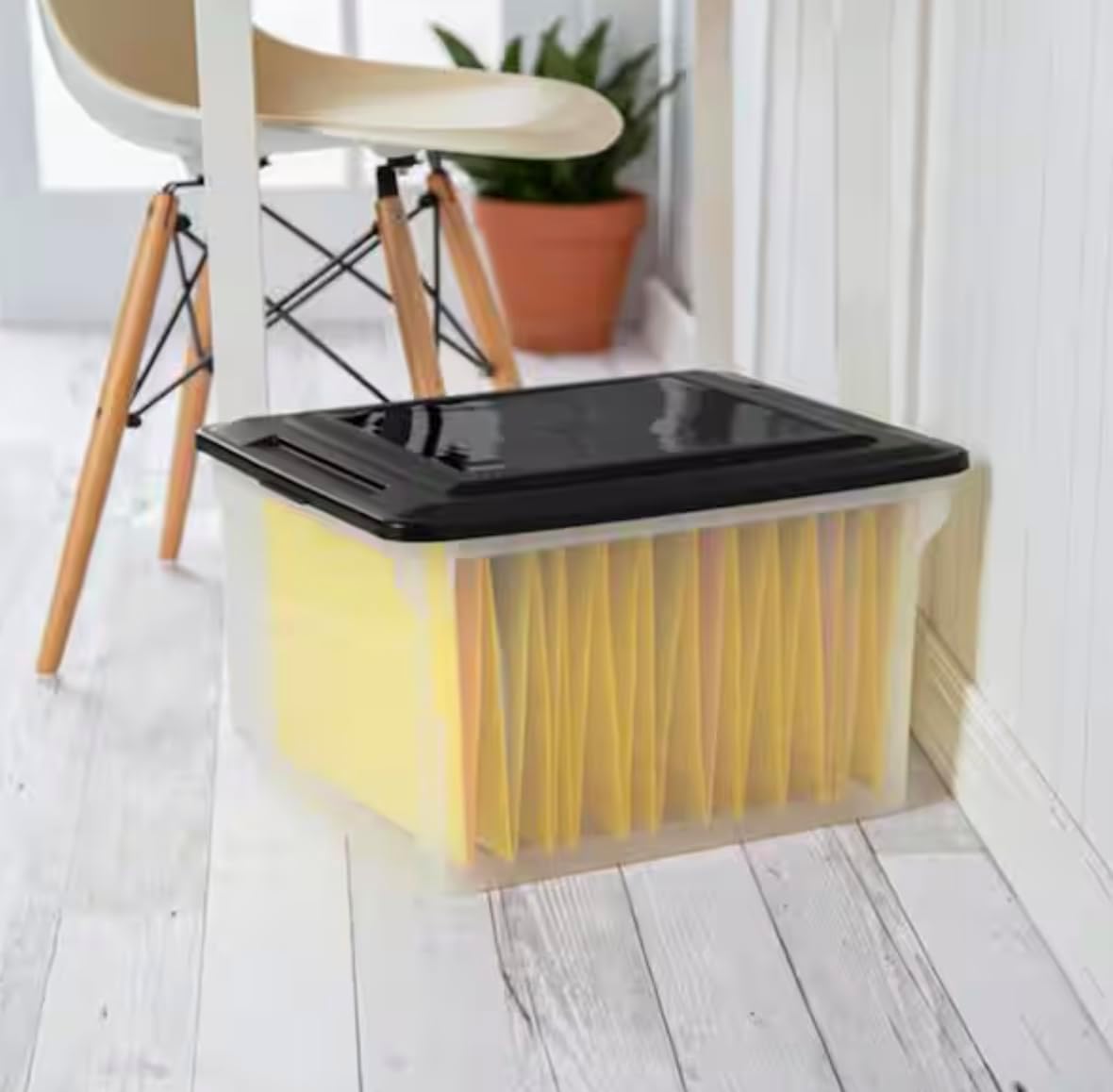 Convenient Versatile Clear Organizing Storage File Box with Lids (4-Pack) ZH13161