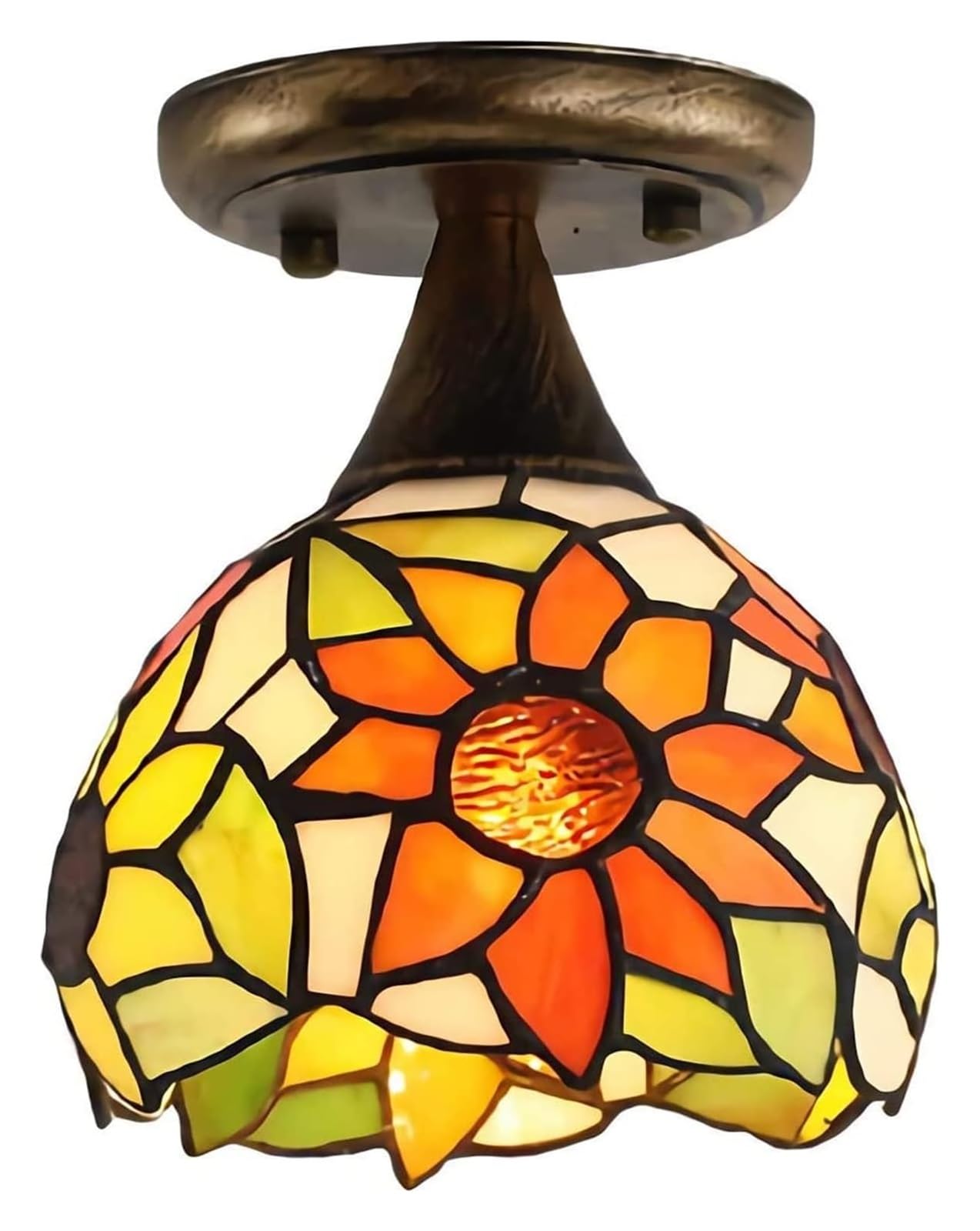 HPTHLY Ceiling Lamp Ceiling Lamp Tiffany Style Mini Ceiling Light, Led Vintage Tinted Glass Corridor Ceiling Lamp, Chandelier Lighting Living Room (2-B)