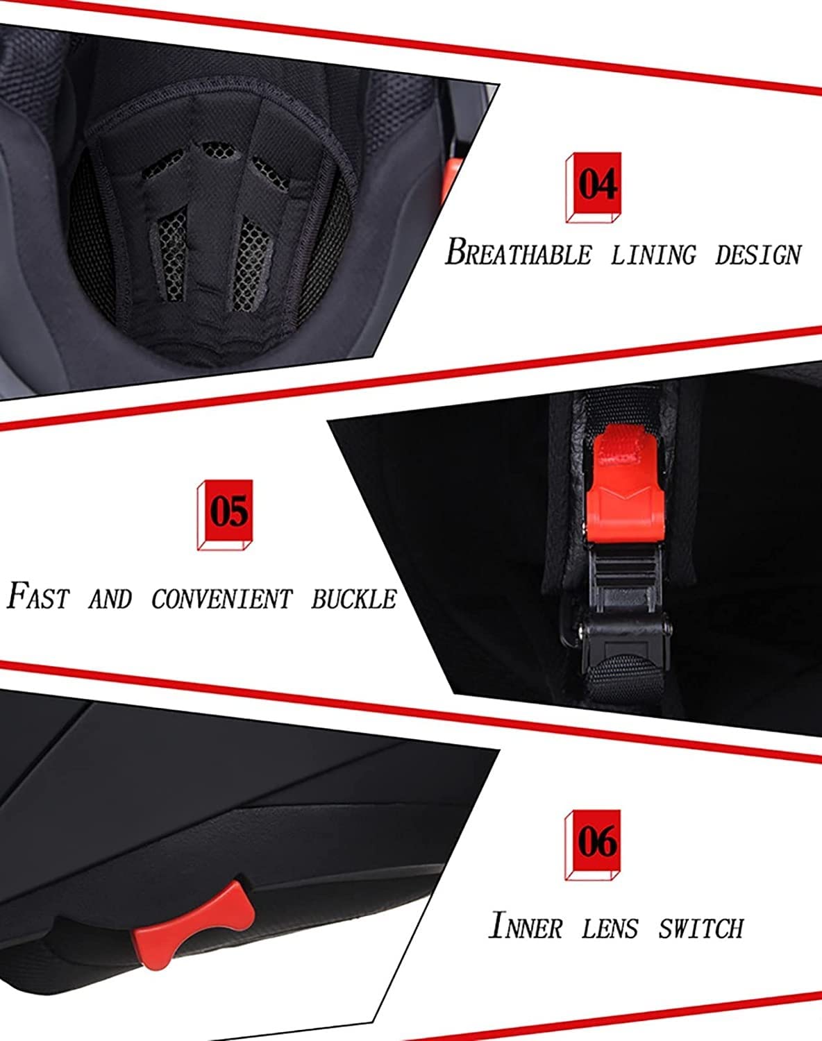 kask motocyklowy, Zatwierdzony przez DOT/ECE modułowy kask motocyklowy z pełną twarzą, zintegrowany podwójnym wizjerem, rozmiar B, XL