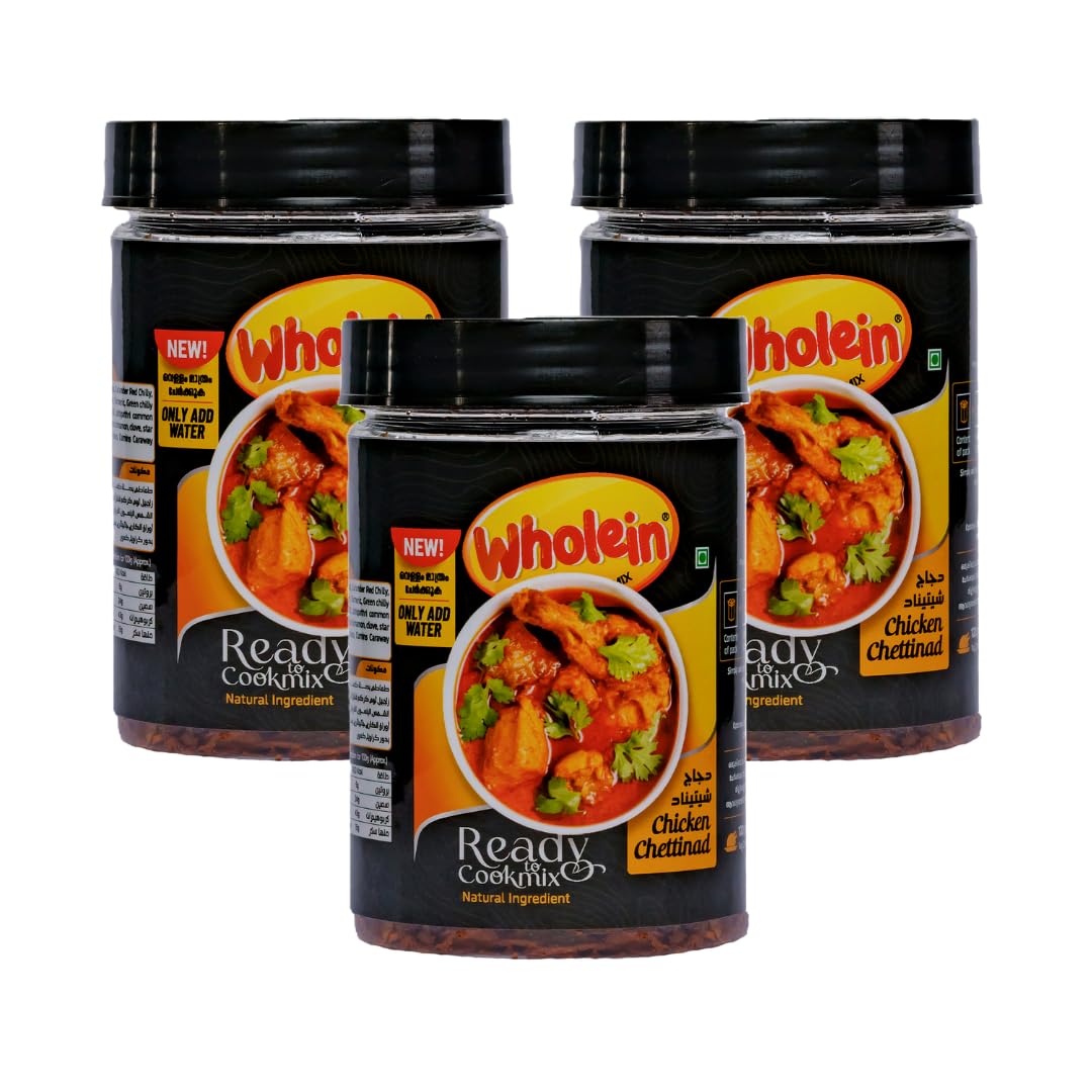 Wholein Chicken Chettinad Instant Ready-to-Cook Mix - 120g (Pack of 3) | Just Add Water, 100% Natural Ingredients | No Artificial Colour, Only Natural Preservatives