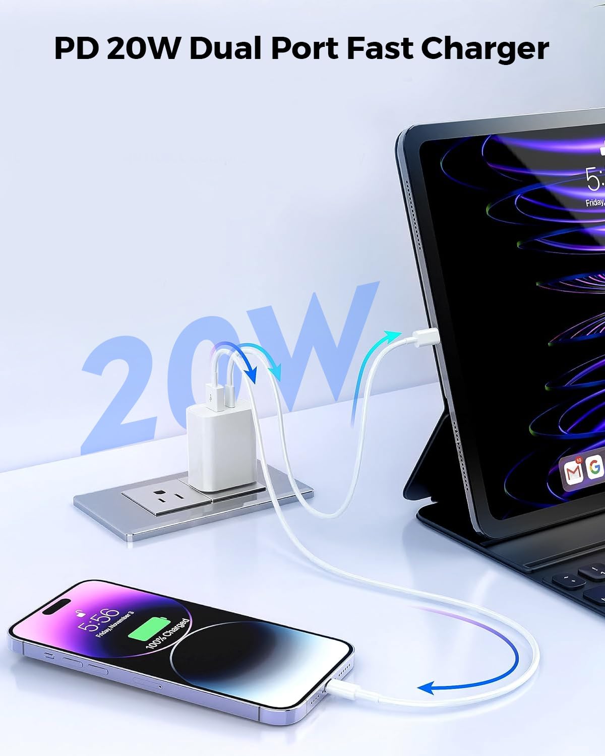 iPhone 16 15 Charger Block Fast Charging,3Pack USB C Wall Charger,20W Dual Port iPhone Charger Adapter Block Power Delivery Quick USB C Charging for iPhone 16/16 Pro/15/15 Pro/Pro Max/Plus/14/13/12/11