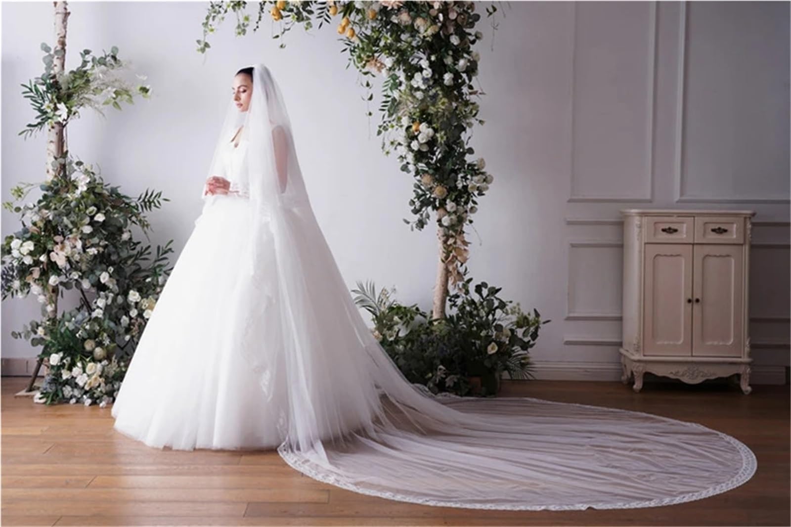 Genérico 3 Meters Edge Bridal Veil Elegant Wedding Veil for Brides Veu de Noiva Voile Mariage Velo Sposa