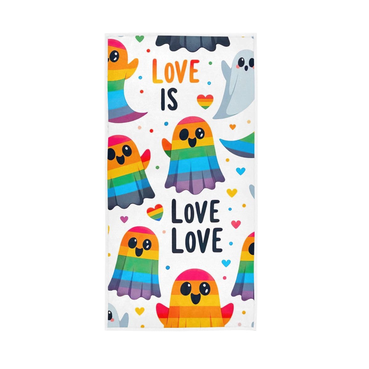 HUYGD Pride Rainbow Specter Love is Love Hand Towels, Face Towels for Bathroom 15 x 30 Inches, Spa Towels