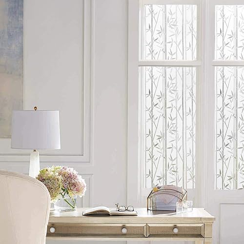 Miniatura 3 de Finnez Película de bambú para ventana, esmerilada, perfecta para baño, sala de estar y oficina (17.5 x 78.7 pulgadas)