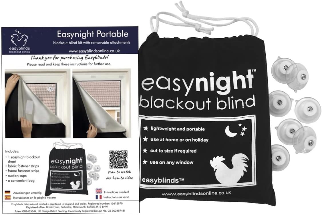 Easynight Portable Travel Blackout Blind, Shade (Small 39" x 57")