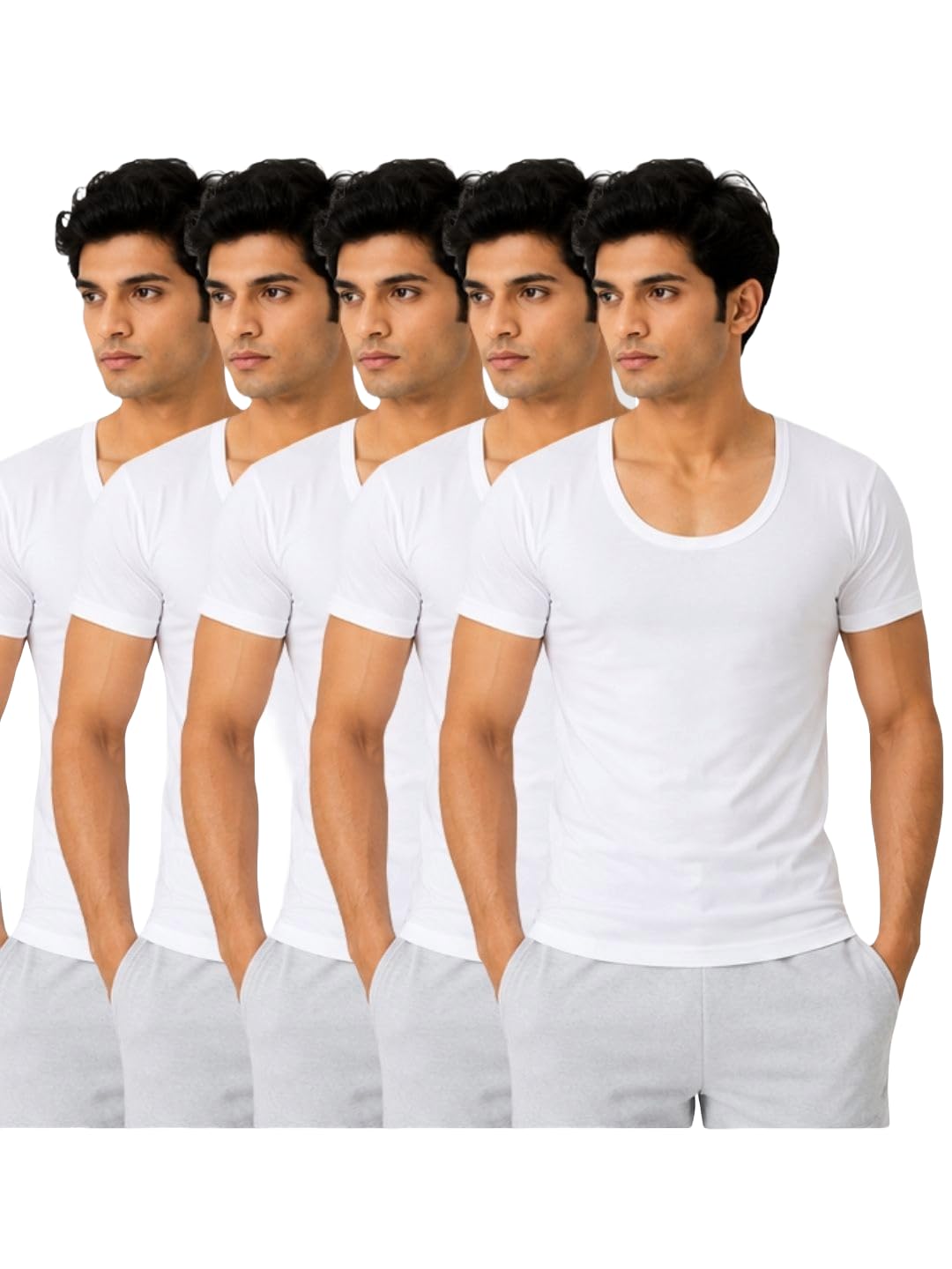 Men's Half Sleeve Vest | 100% Pure Combed Cotton | Soft & Breathable Fabric | Premium Comfort Innerwear | Regular Fit Everyday Wear | Pack of 5-picture-40