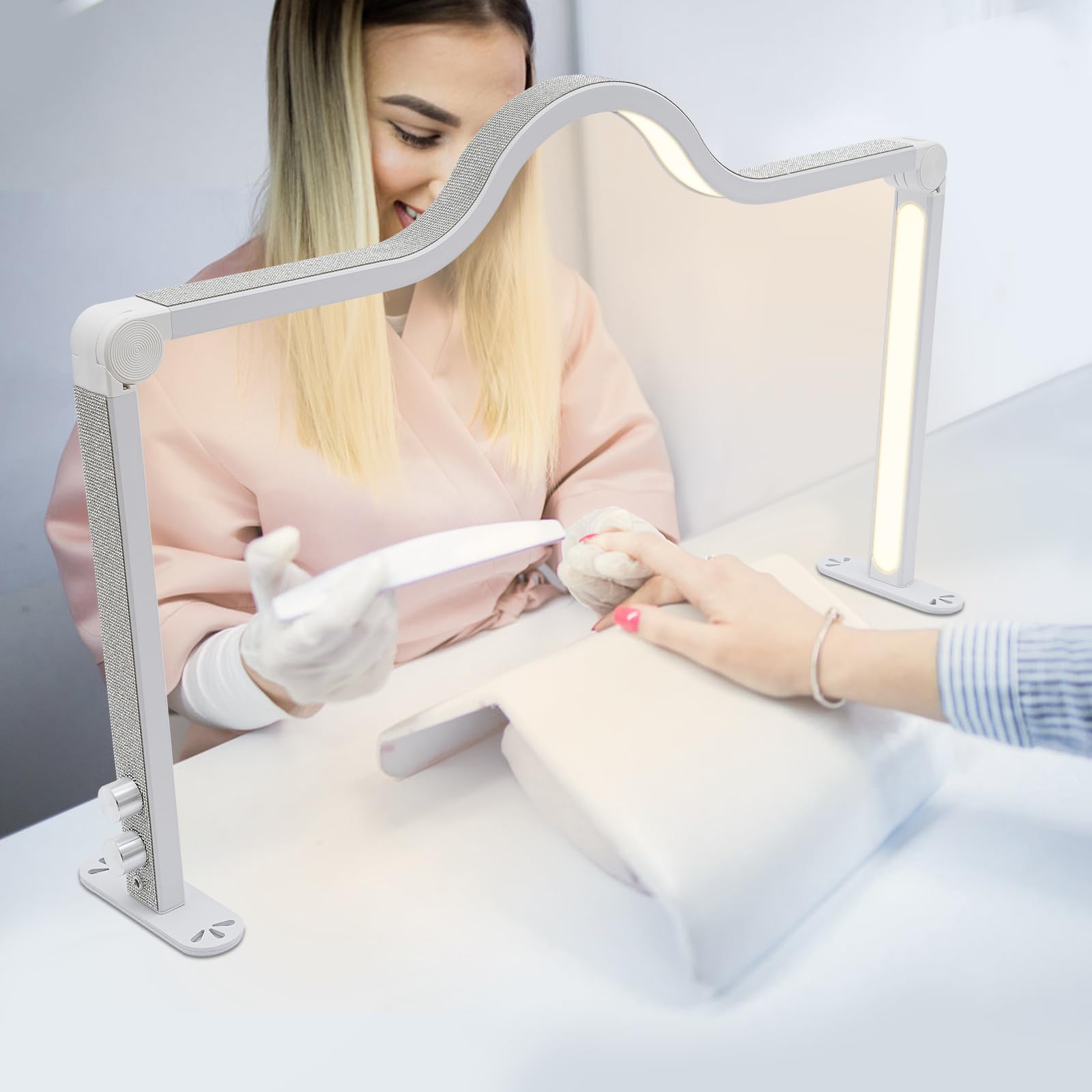 Halbmond Lampe Nägel 48W Kosmetiklampe für Wimpern Wimpernleuchte Einstellbare Farbtemperatur 3000K-6000K LED Nageltisch Licht,für Schönheitssalons und Nagelsalons