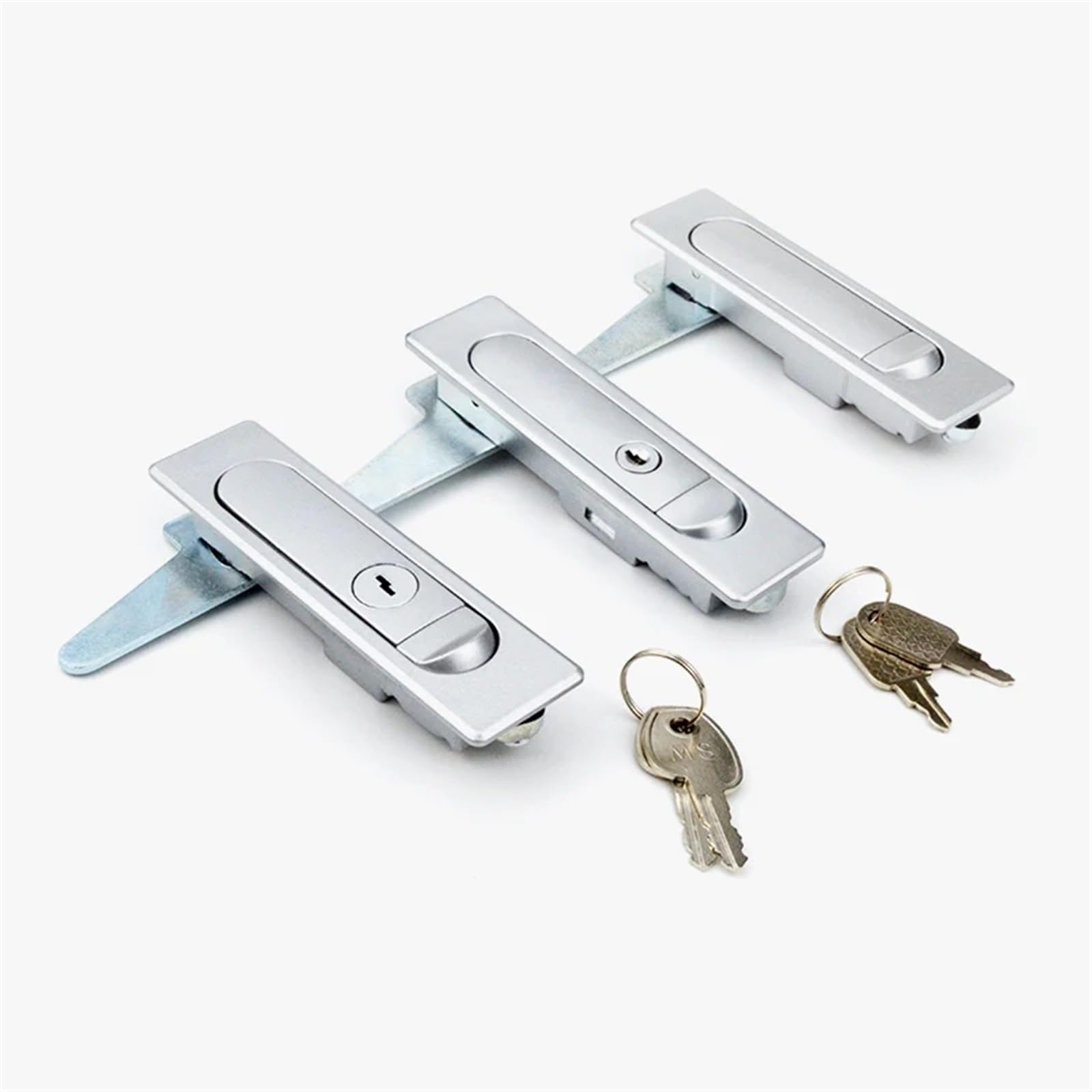 Cerradura plana, cerradura de botón Industrial, cerradura de gabinete de red de comunicación de información eléctrica, 1 Uds.(Silvery,With key)