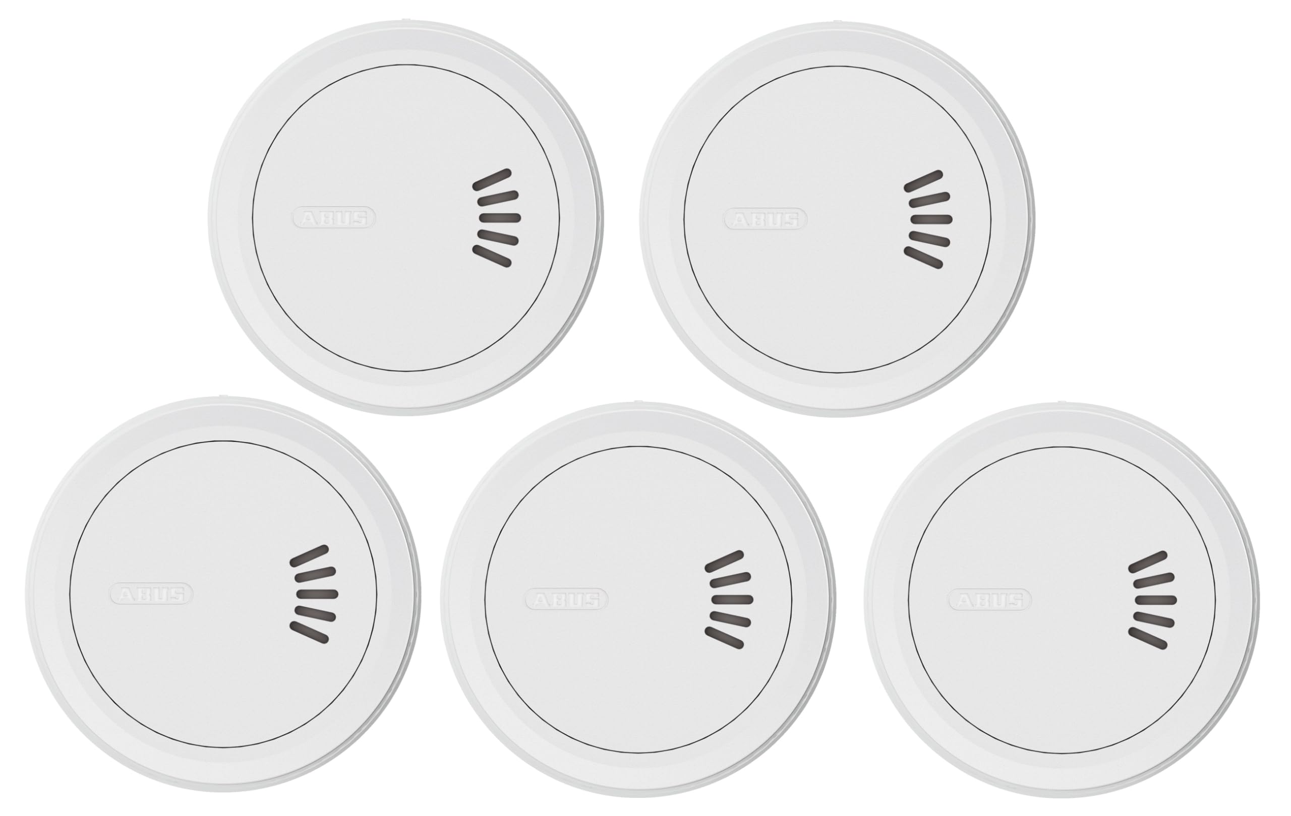 ABUS Rauchmelder Prefira Mini, 5er Set - Q-Label zertifizierter Mini-Rauchmelder mit 10-Jahres-Batterie, Fehlalarmreduzierung, 2-LED-Raucherkennung, adaptiver LED-Helligkeit, Magnethalter und Klebepad