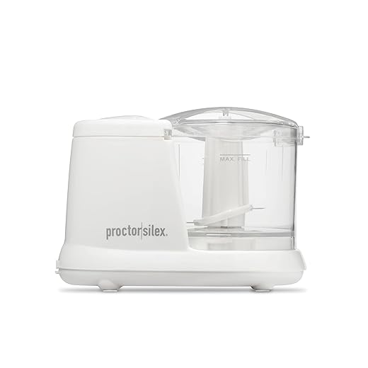 Proctor Silex Durable Electric Vegetable Chopper & Mini Food Processor for Chopping, Puree & Emulsify, 1.5 Cup, White