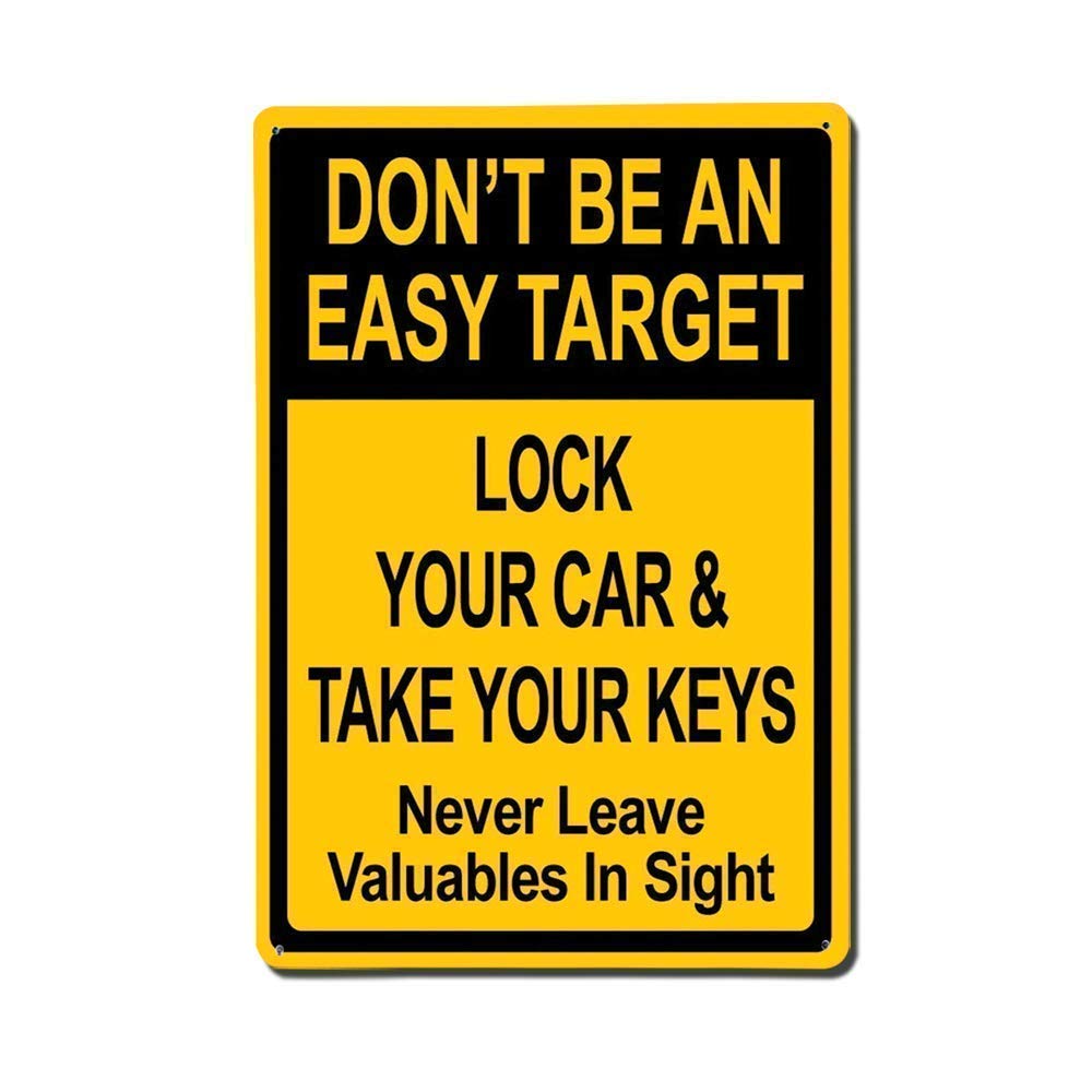 Inga Vintage Wall Decoration Sign Lock Your Car Take Your Key Retro F Metal Tin Sign 8X12 Inches