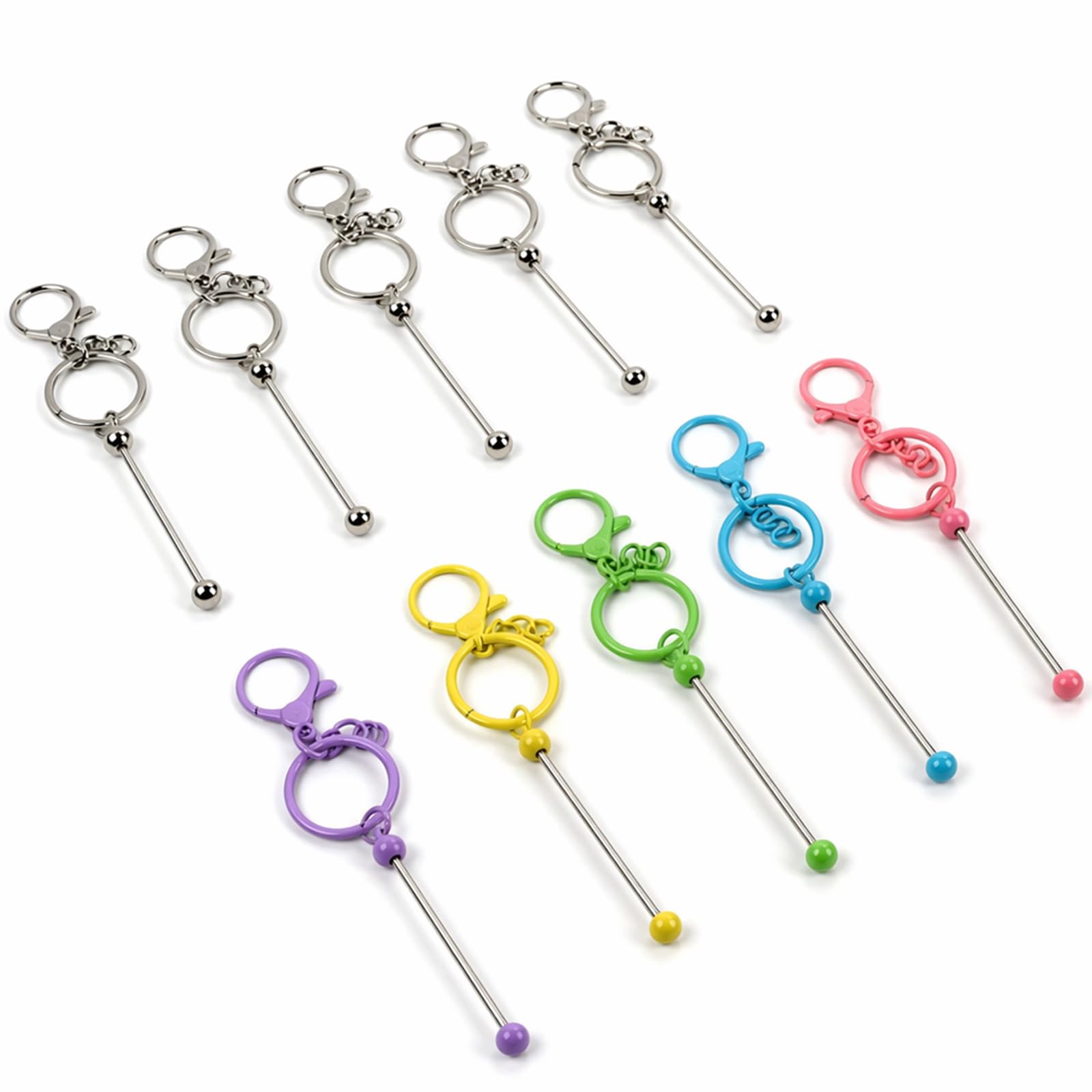 Kemay Beadable Keychain Bars, Metal Beaded Keychain Blanks with Lobster Hook, DIY Keyring Making Kit for Craft Keychains, Jewelry Accessories and Gifts