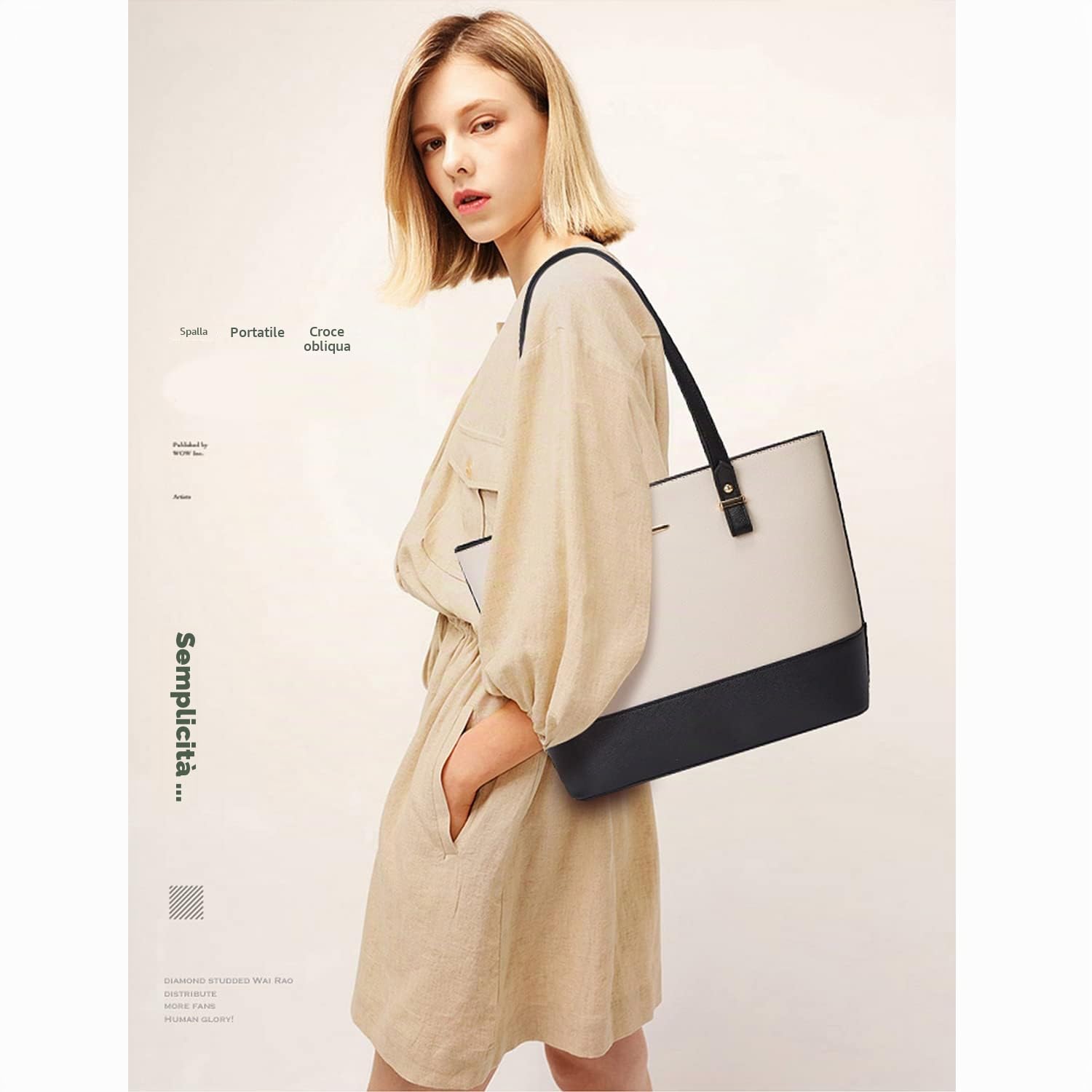 AioTio Borsa Donna Set Borse a Mano Borse a Tracolla Grande Borse a Spalla Borse Tote in Pelle PU Borse Donna Elegante 4 Pezzi Set