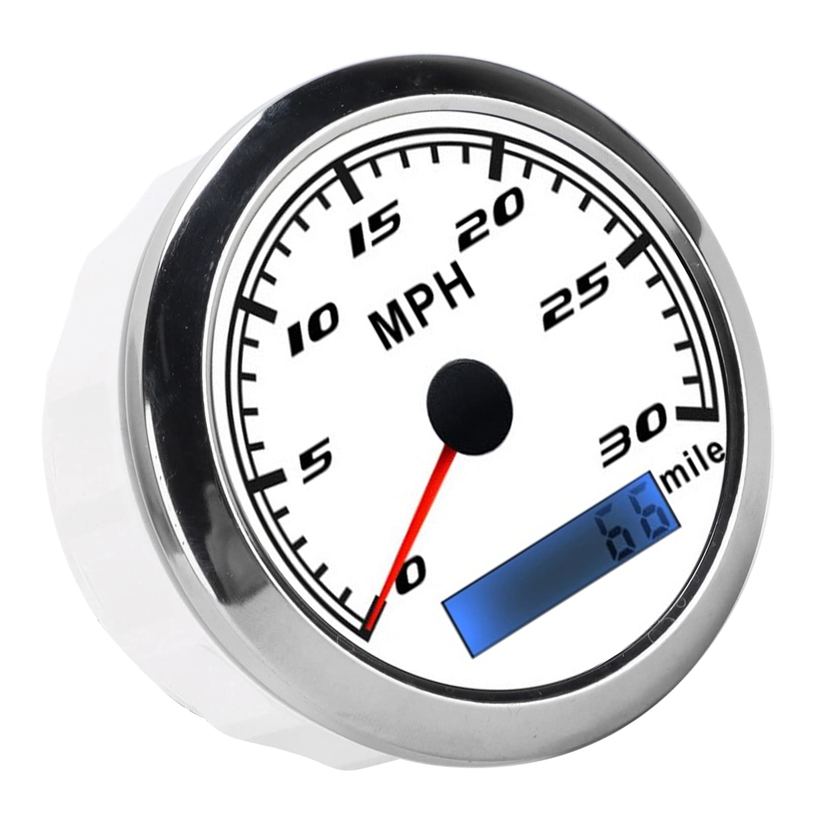 Tachimetro GPS Universale per Barche, Auto, Camion, 30 MPH, Impermeabile, con Retroilluminazione Rossa, IP67, Ad Alta precisione. (Bianco)